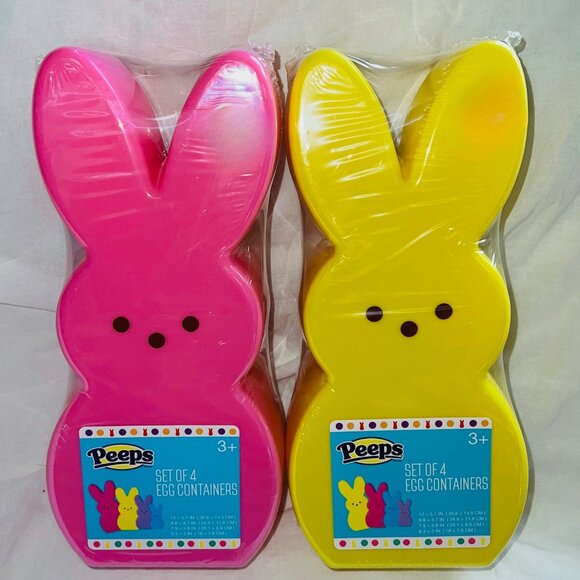 PEEPS Easter Bunny Shaped Egg Containers 2 Sets Of 4 (Various Sizes & Colors) - Picture 1 of 7